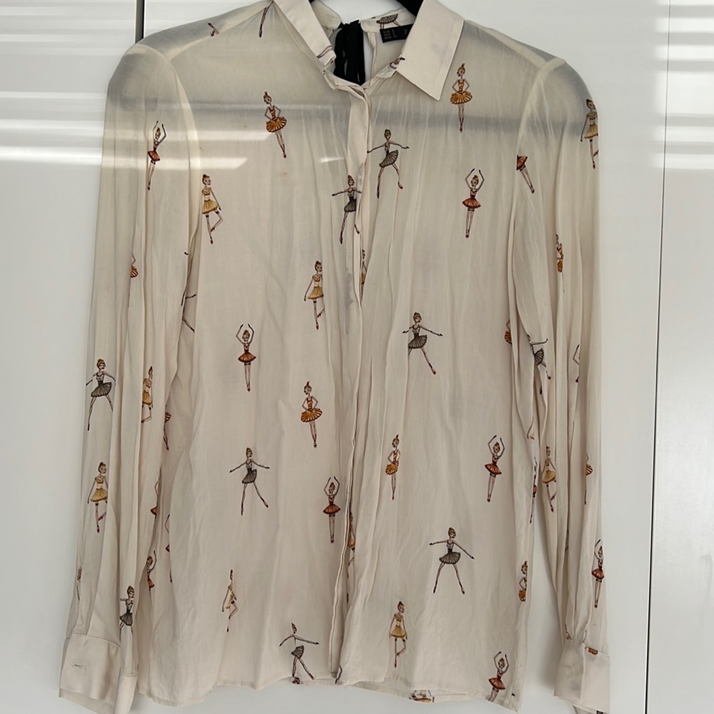 Zara Ballerina Print Long Sleeve Shirt